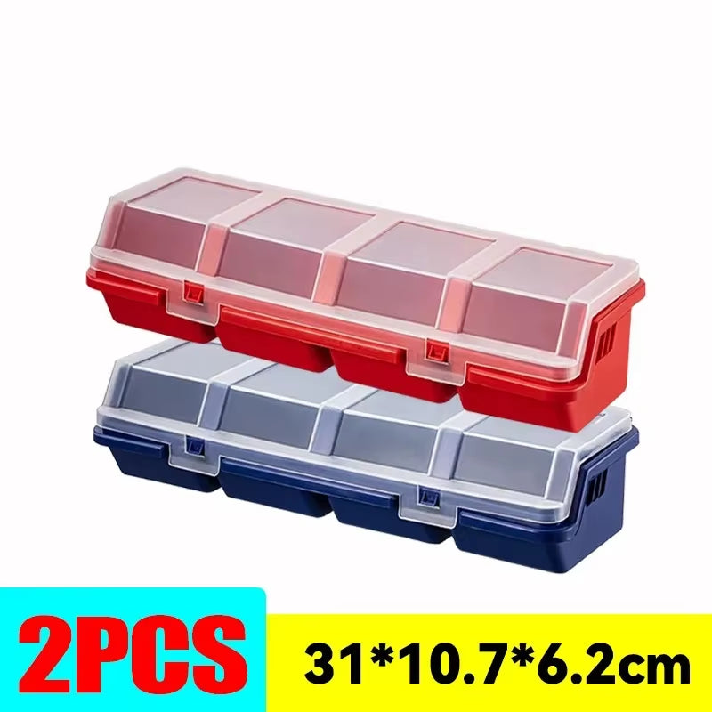 1/2Pcs Multi-Compartment Organizer Box for Screws & Small Parts - Durable Hardware Jewelry Box Plastic Storage Container
