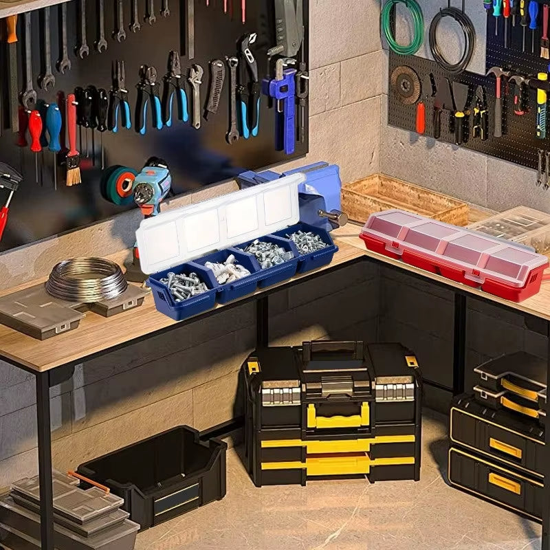 1/2Pcs Multi-Compartment Organizer Box for Screws & Small Parts - Durable Hardware Jewelry Box Plastic Storage Container