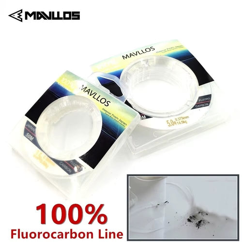 50M Ture 100% Fluorocarbon Fishing Line Sink Monofilament Fluorocarbon Line Carbon Fiber Leader Fishing Line Invisible