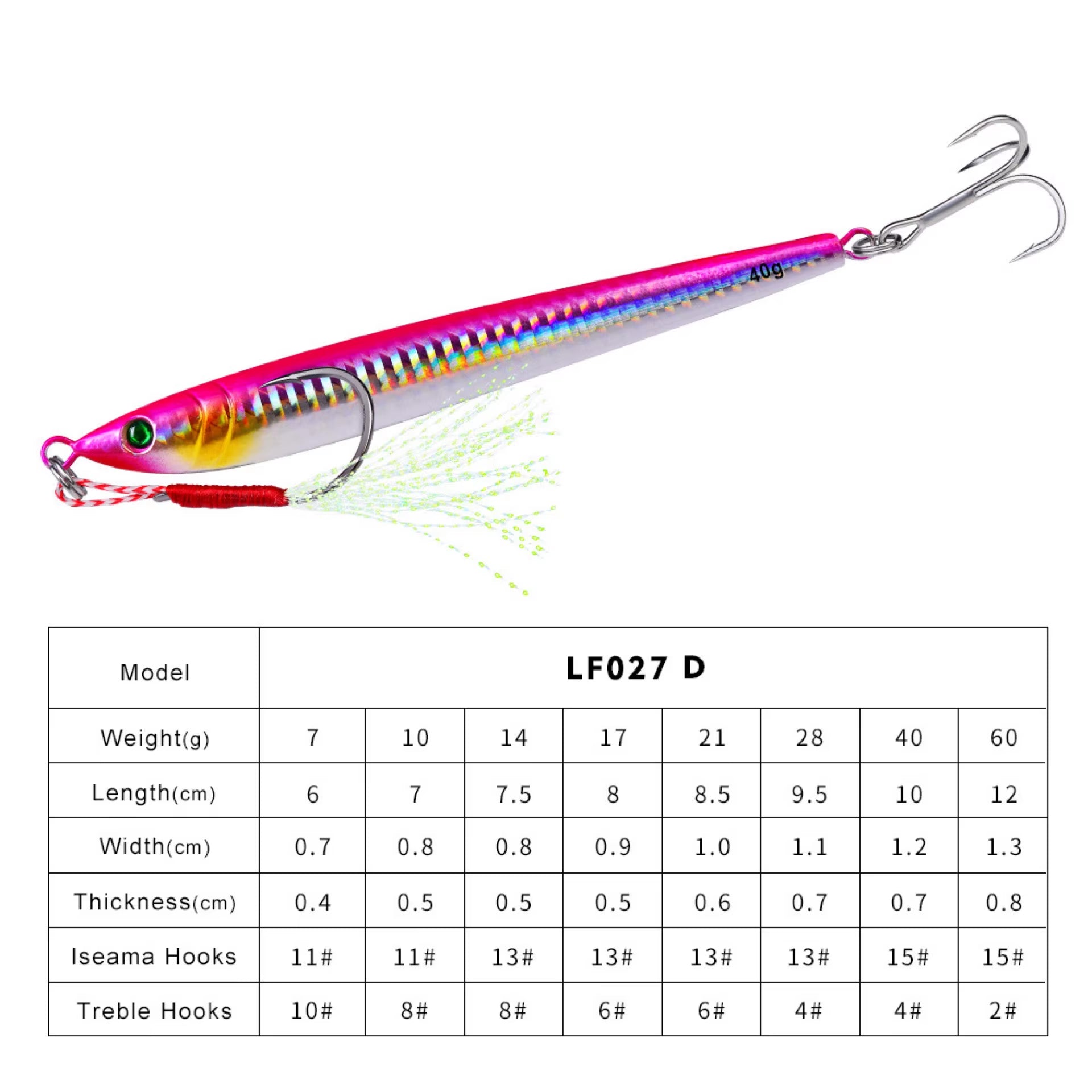 Metal Jig Bait Weight 7G-60G Trolling Hard Bait Bass Fishing Tackle Trout Diving Bait Sea Fishing Lures Pesca